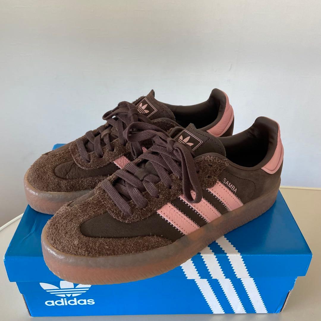 美品 アディダス スニーカー SAMBAE ブラウン ピンク 23cm サンベイ