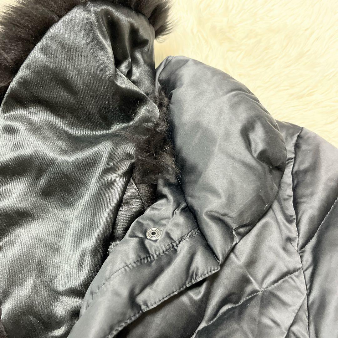 美品 ピンキー&ダイアン 黒 ダウンコート Aライン フォックスファー 美