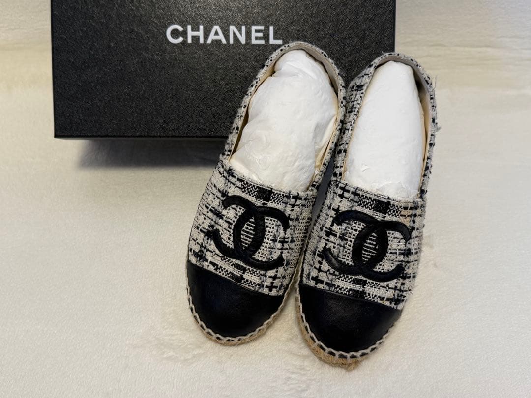 USED☆CHANEL☆シャネル☆可愛いツイード☆エスパドリーユ☆36☆正規店