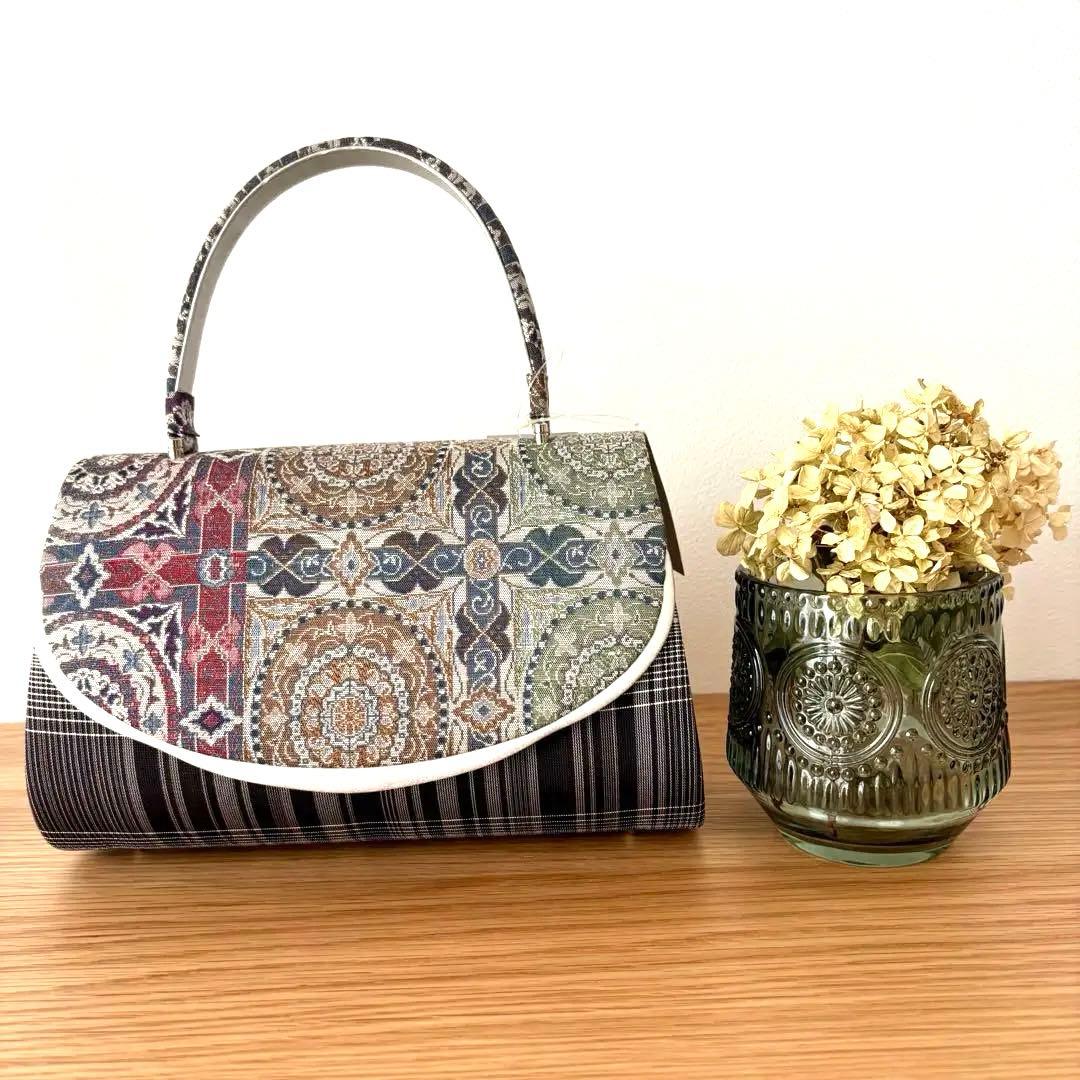 【新品未使用】 まわた紬 絹100% 和装用バッグ 真綿紬シルク 1035800-w.jpg