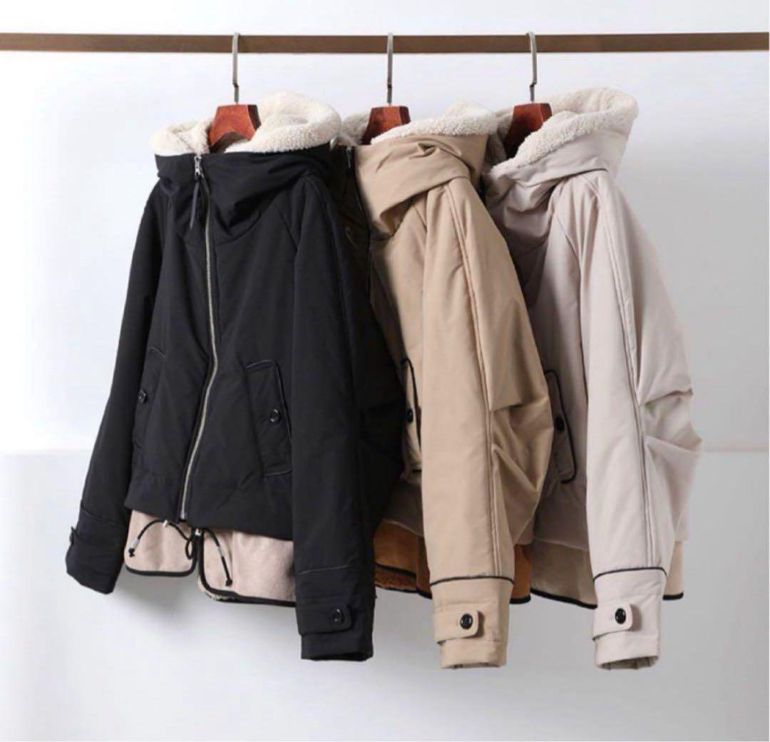 Lallia Mu ラリアムー バイカラー ヘムショートフード コート - メルカリ