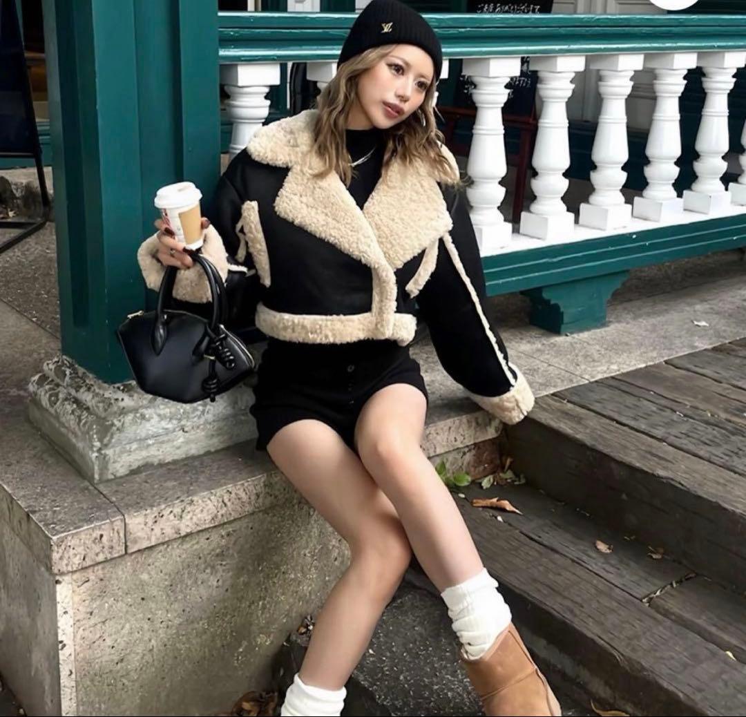 Diante 【CROPPED BOA MOUTON JACKET】 Genuine British Shearling Lamb, Hide To Heavy Wool Moto Jacket