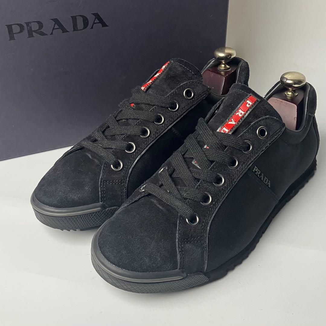 【極美品】プラダスポーツ　スエード×ナイロン　ロートップスニーカー　黒　25.5 中古・古着通販】PRADA SPORTS (プラダスポーツ) アメリカズカップ