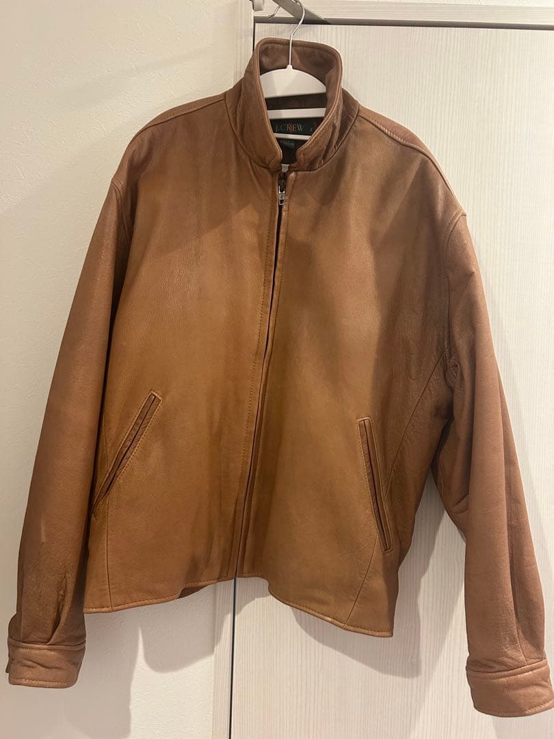 j.crew レザージャケット　Mサイズ J.CREW レザー ジャケット カーコート ダークブラウン系 L Jクルー