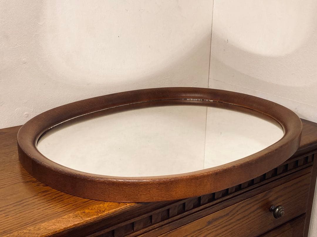 秋田木工 柳宗理 ウォールミラー 小判型 古代色 昭和レトロ