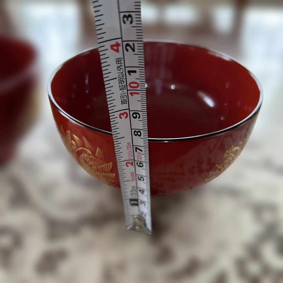 musashi様専用輪島塗り赤漆器 椀 2個セット 金色模様 美品