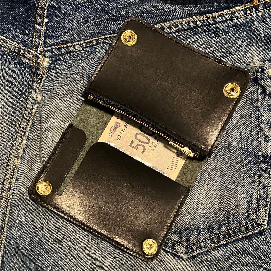 お札が折れない！ミドルトラッカーウォレット 3層 ブラス 真鍮 栃木