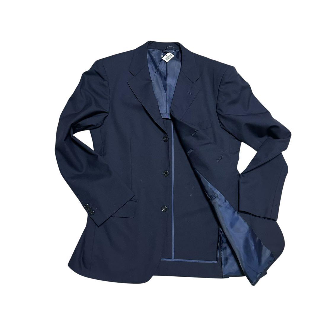 BEAMS F／ビームスエフ ネイビーセットアップスーツ ウール100ダブル裾