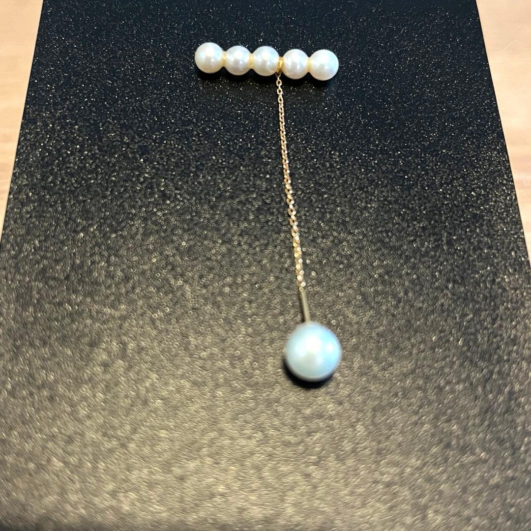 淡水パール ロングチェーン ピアス(片耳用) k18 2way 淡水パール ロングチェーン ピアス(片耳用) k18 2way