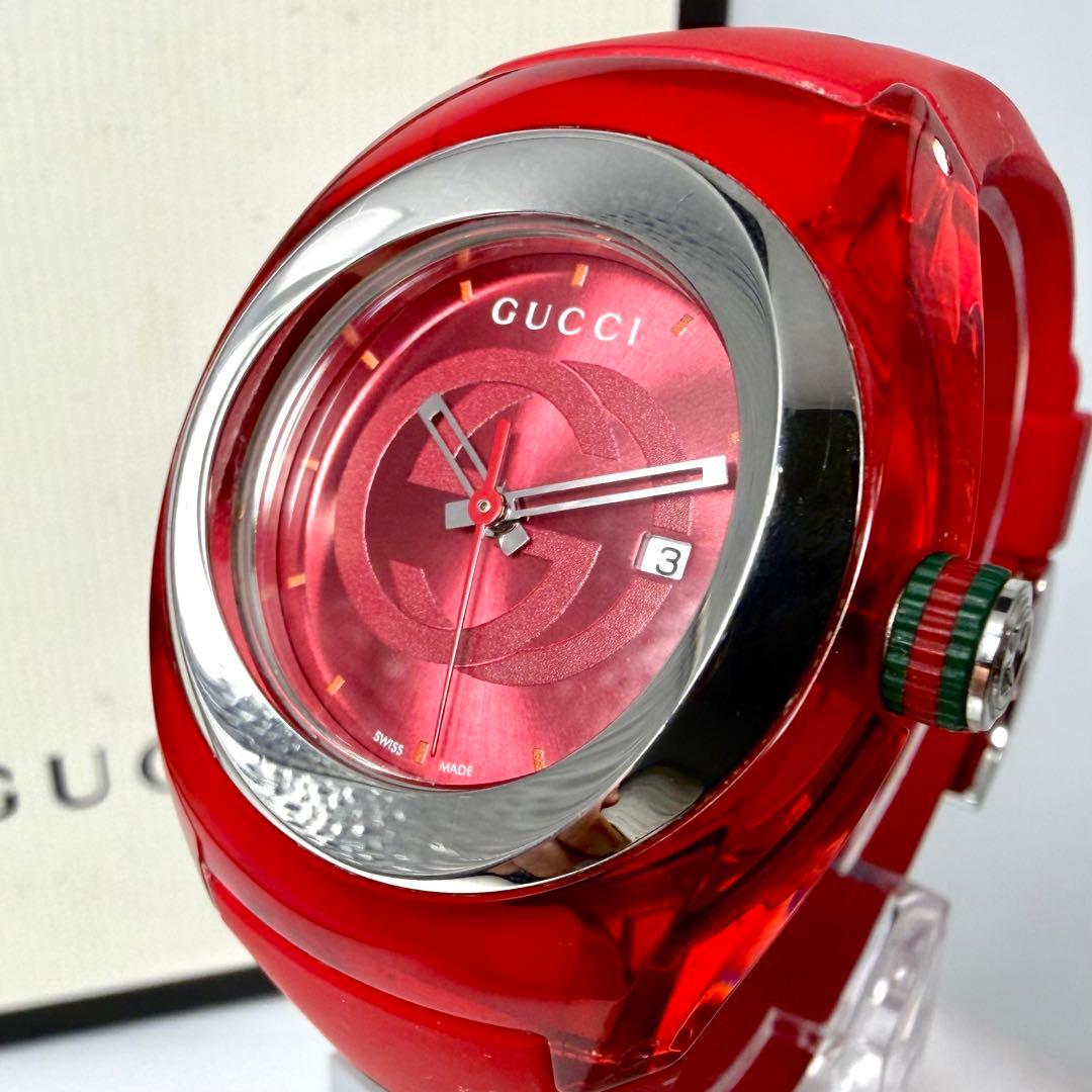 【美品/稼働品】グッチ シンク 137.3 シェリーライン デイト 腕時計 赤 楽天市場】【GUCCI】グッチ 137.3 YA137303 SYNC シンク レッド