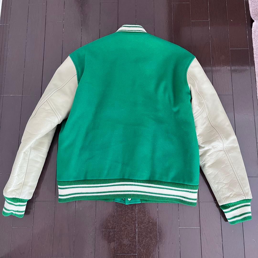 テンダーロイン スタジャン ベースボールジャケット グリーン 袖レザー