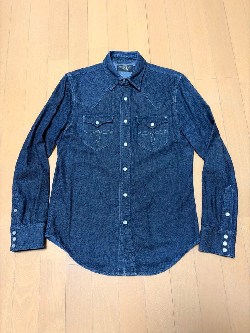 【美品】 RRL ウエスタンシャツ インディゴラルフローレン ダブルアールエル ダブルアールエル) RRL インディゴ バッファロー ウエスタン シャツ