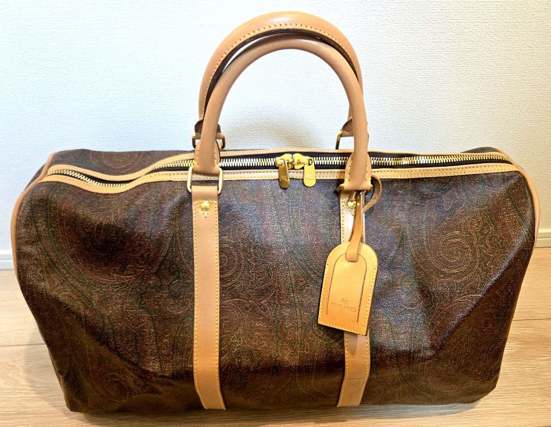 【未使用】ETRO エトロ ペイズリー柄 ボストンバッグ 中古・古着通販】ETRO (エトロ) ペイズリー柄ボストンバッグ ブラウン