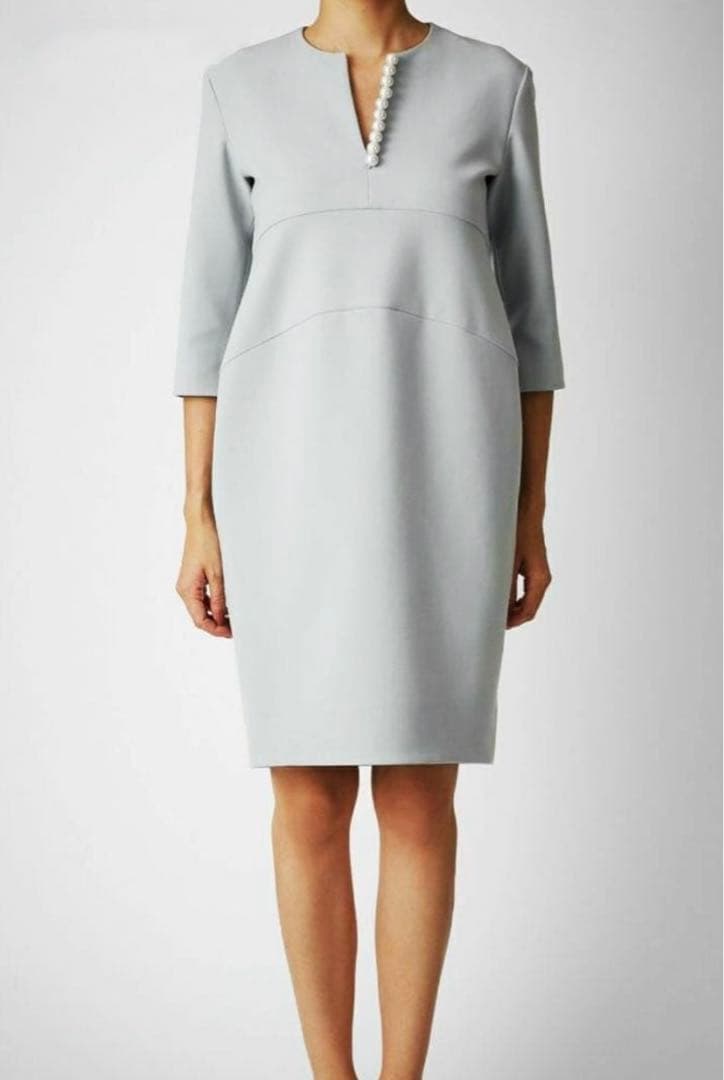 yoko chan ヨーコチャン ワンピース ドレス 七分袖 パール ブルー YOKO CHAN ヨーコチャン パールティアードスリーブ（水色）ドレス