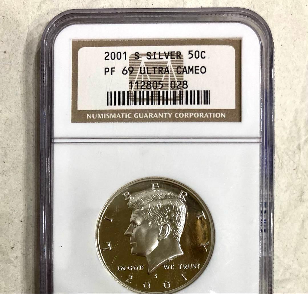 NGC準最高鑑定☆2001年ケネディ大統領ハーフダラープルーフ銀貨