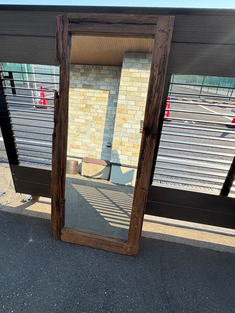引き渡し限定❗️大型スタンドミラー 木製フレーム ダークブラウン 大型ミラー 姿見 鏡 スタンドミラー 180×80 180cm 全身鏡 木製 木枠 古
