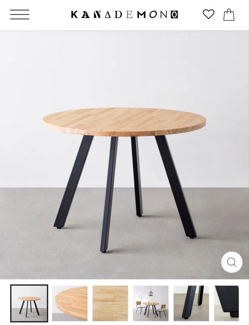 Kanademono THE CAFE TABLE φ80 THE CAFE TABLE / ラバーウッド Black Steel 4pin × スクエア 60 - 80