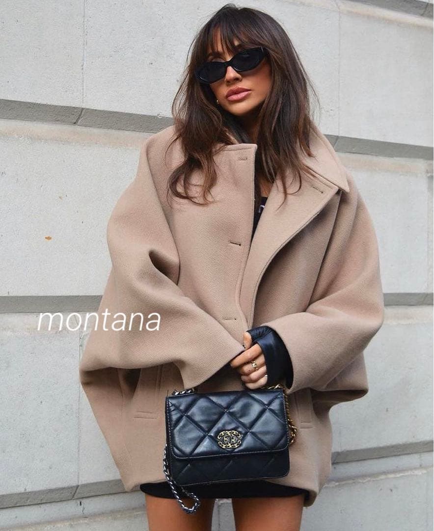 新品 2023aw ZARA woman ウールブレンド ケープ ショートコート