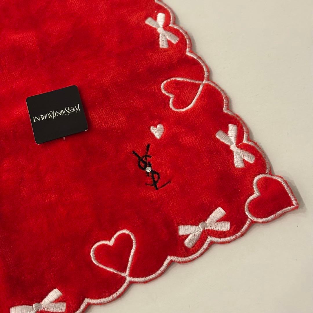 新品】イヴ・サンローラン タオルハンカチ 2枚セット ハート リボン
