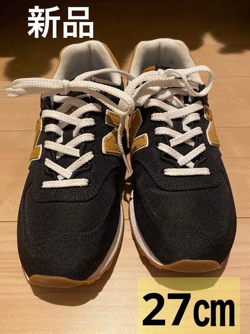 New Balance ブラック/ゴールド スニーカー ML574 BK2 27 - メルカリ