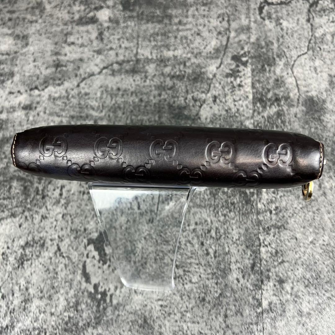 GUCCI インターロッキングG チャーム レザー ラウンドファスナー 長