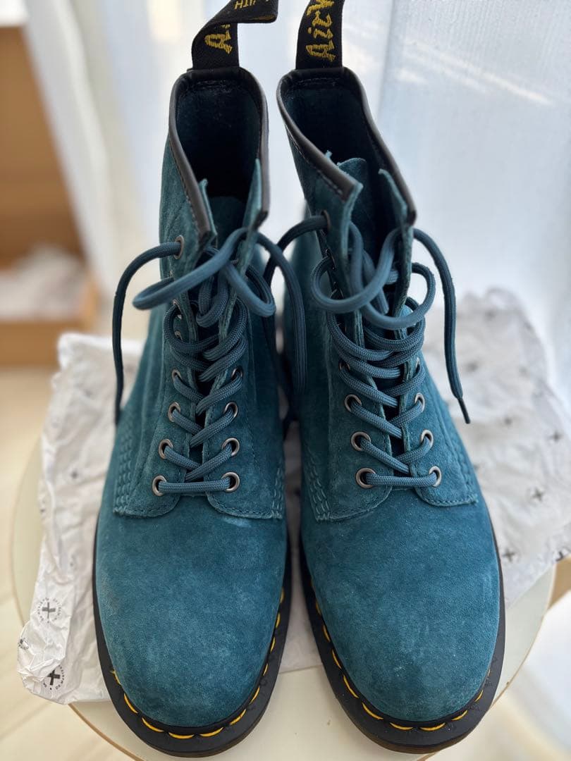 青いドクターマーチンスタイルブーツ UK 8 イングランド製 ドクターマーチン 8ホール ブーツ 【UK8-26.5cm】MADE