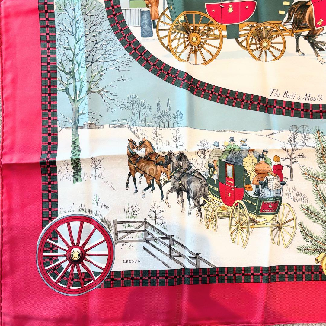 HERMES エルメス スカーフ カレ 90 シルク 冬の郵便馬車 雪景色 - メルカリ