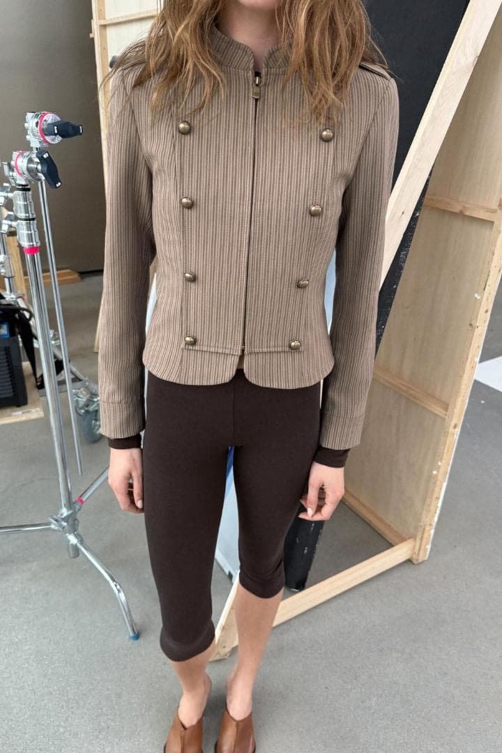 ZARA ストライプ柄フィットブレザー L ナポレオン - メルカリ