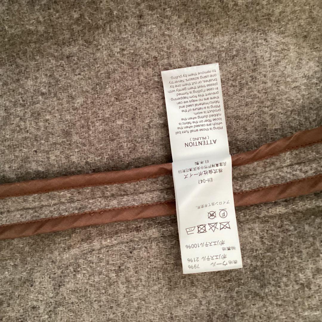 1回着 DANTON ダントン ブラウン ノーカラーウールロングコート 36