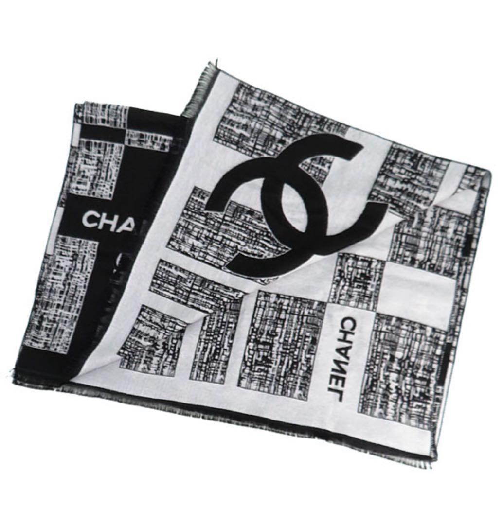 CHANEL】シャネル ココマーク ロゴ カシミヤ×シルク ストール 袋なし