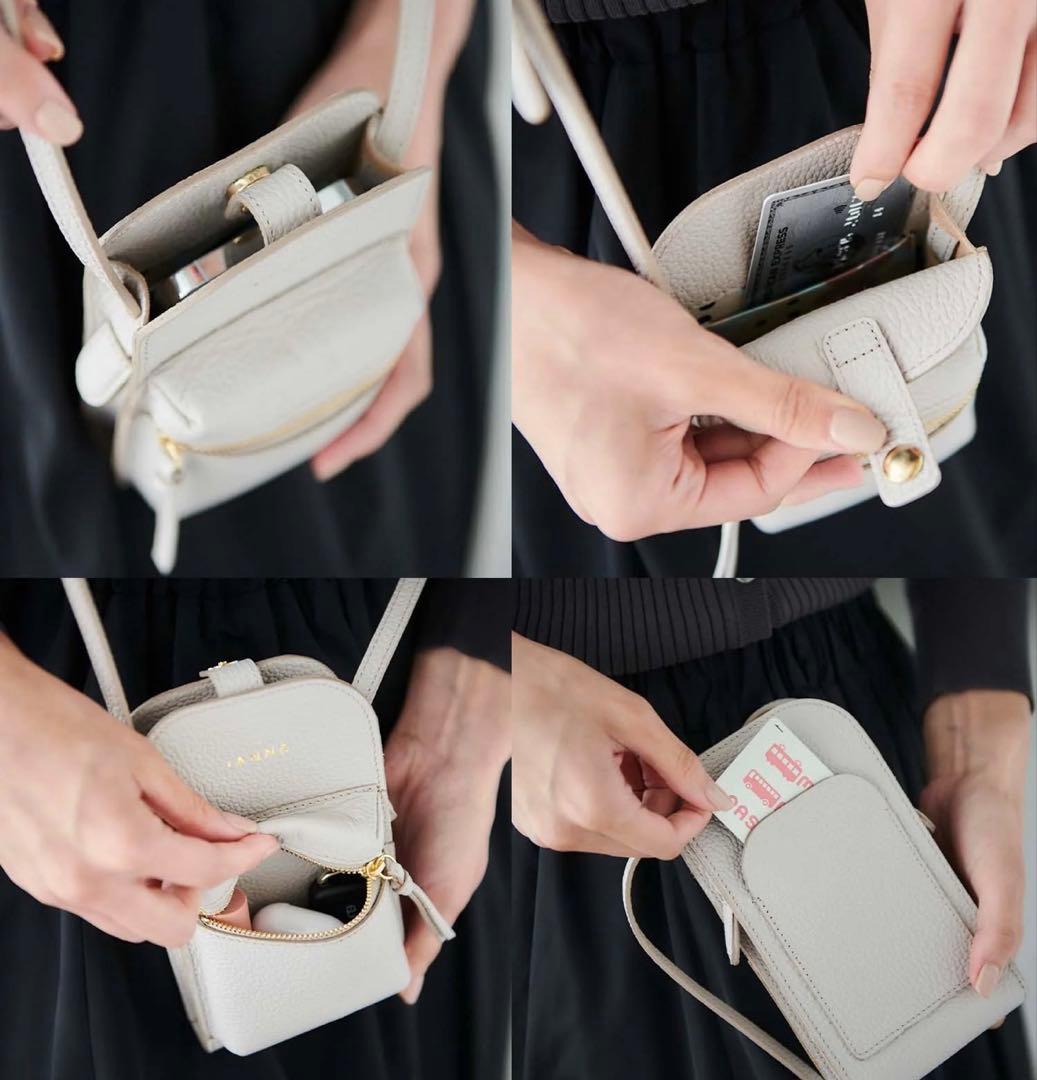 新品 アタオ ATAO スマホポシェット ラポシュ 白 本革 スマホ