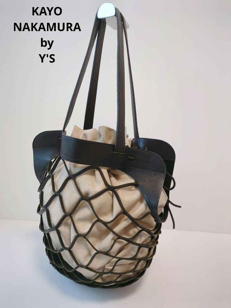 【希少】Y's KAYO NAKAMURA ヨウジヤマモト　カゴバッグ　レザー SEMI-GLOSS LEATHER CHOPPED SQUARE MINI BAG(FREE SIZE Black): Y's