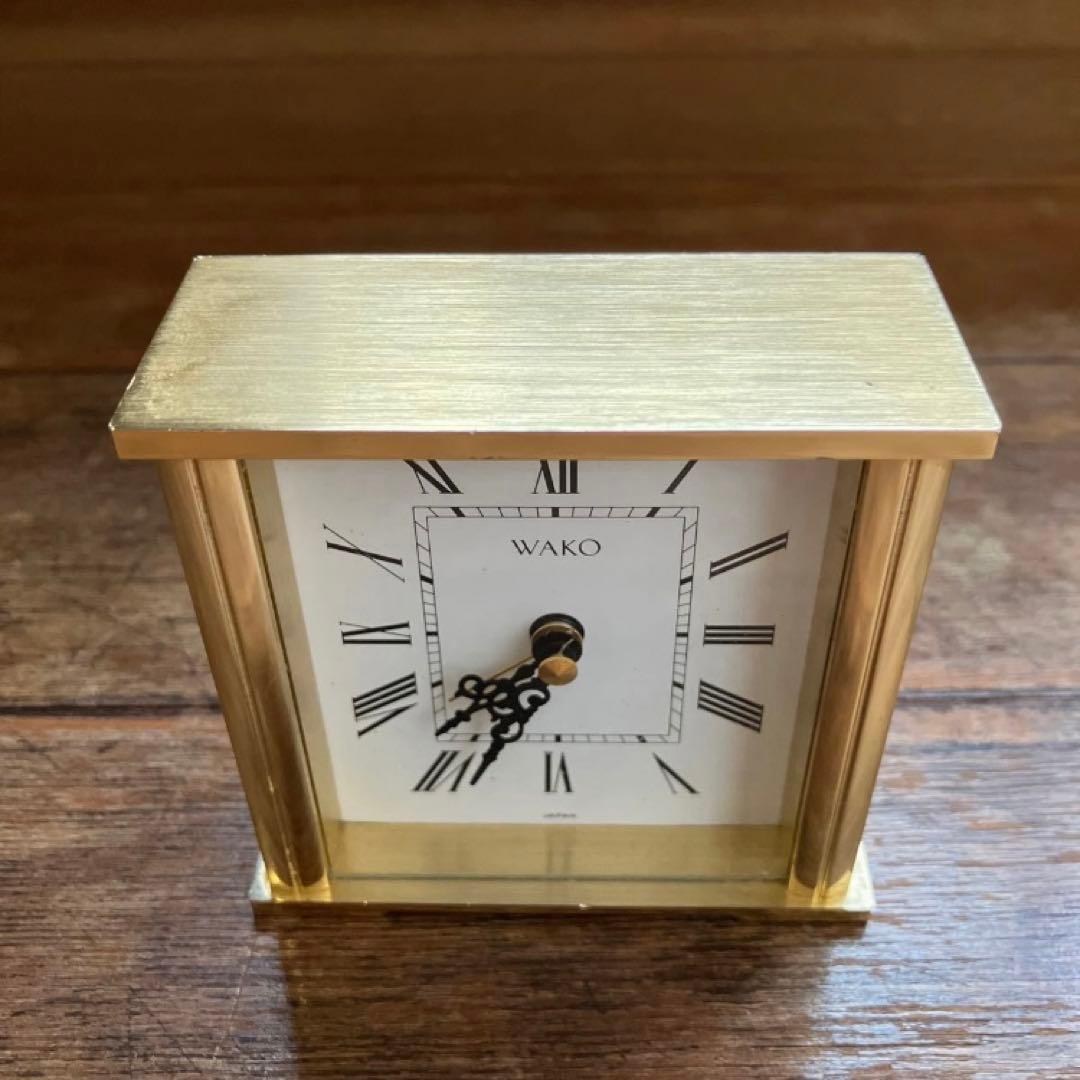 昭和レトロ 時計 置き時計 銀座 和光 WAKO 金 小さめ アナログ