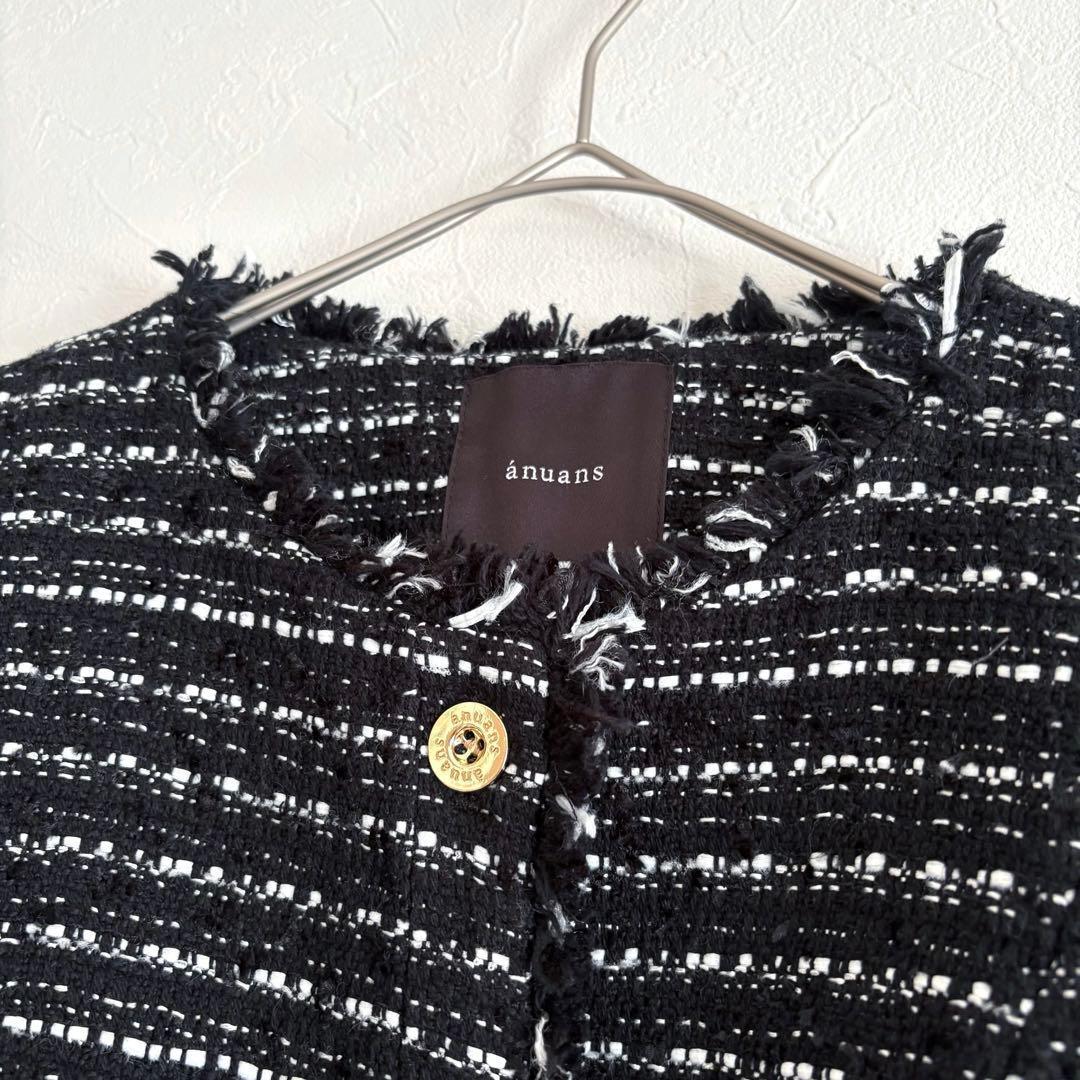 25SS 美品 anuans ツイードノーカラーフォルムジャケット MIX M - メルカリ