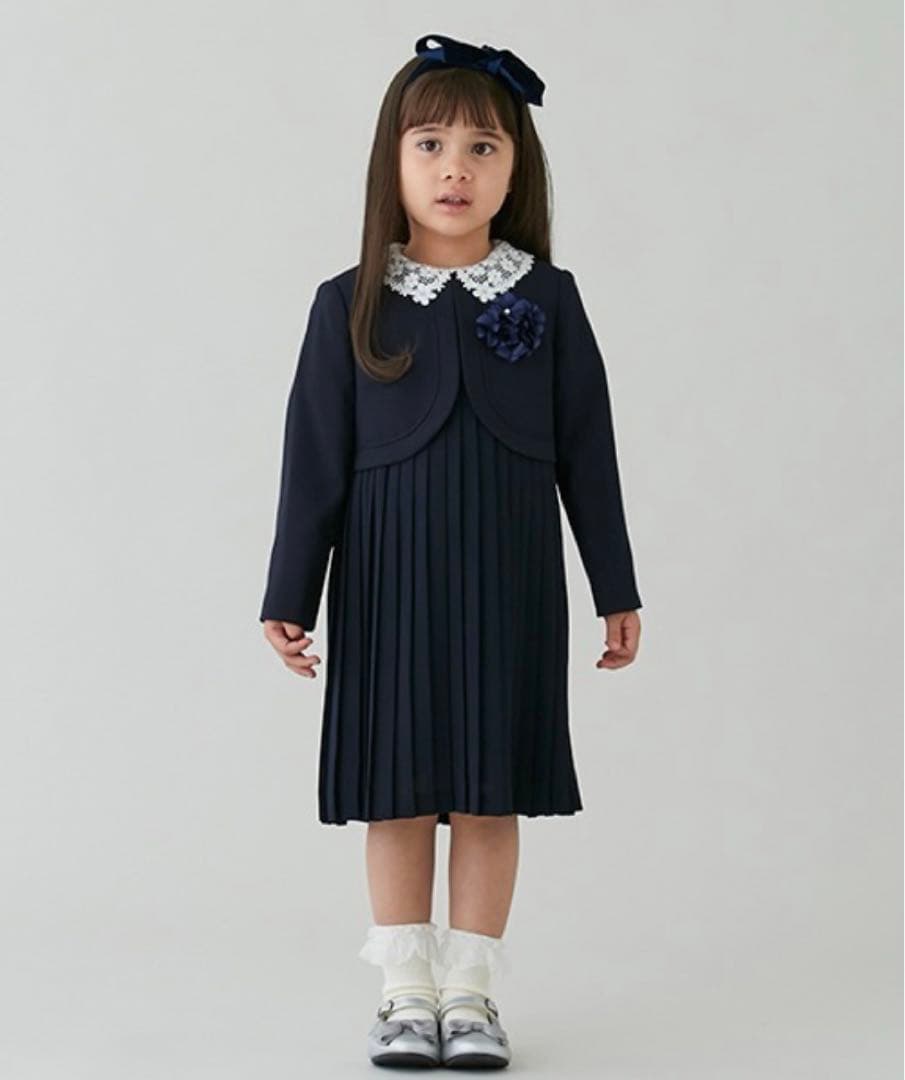 新品petit main◇プティマインレースプリーツワンピドレスフォーマル120 petit main プティマイン フォーマルワンピース 120 ジャケット＋