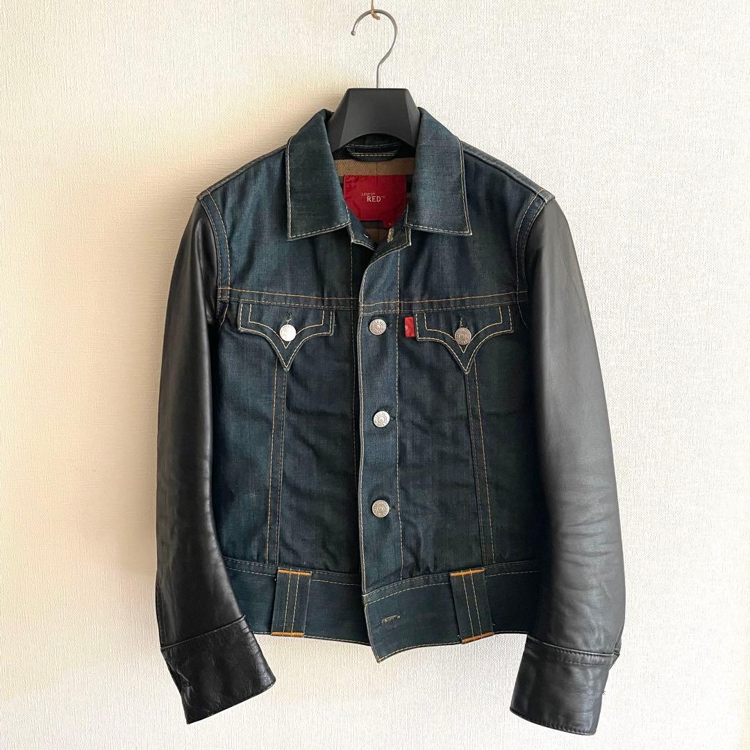 LEVI'S RED リーバイスレッド 02AW 袖レザー デニムジャケット S