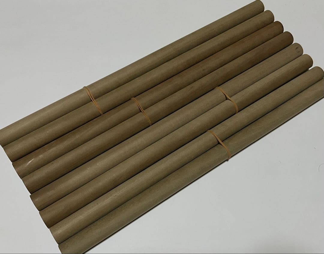 黒朴 丸棒 8本 4セット ホオ丸棒 直径20mm 2本組 朴 長さ450mm 太鼓のバチ向き