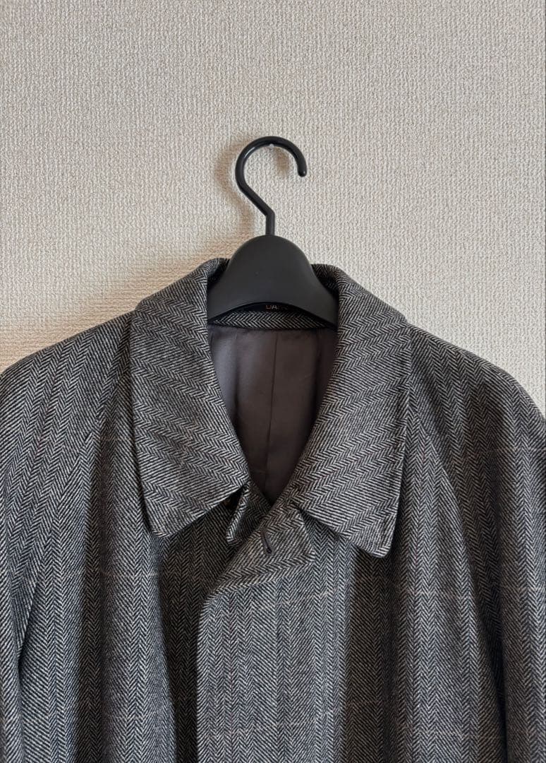 DAKS ダックス カシミア バルマカンコート グレーチェック サイズL