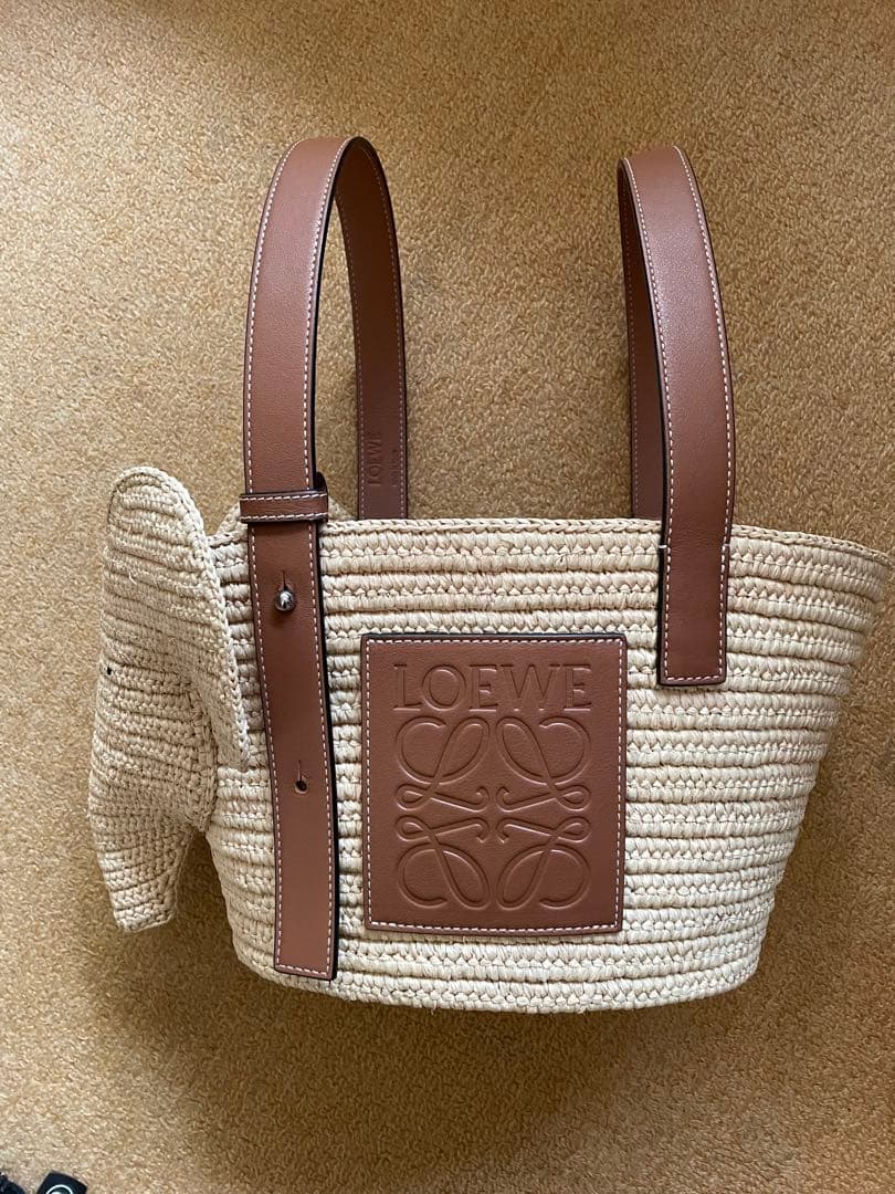 ロエベ　エレファントカゴバック　スモール LOEWEロエベ エレファントバスケット スモール かごバッグ ラフィア