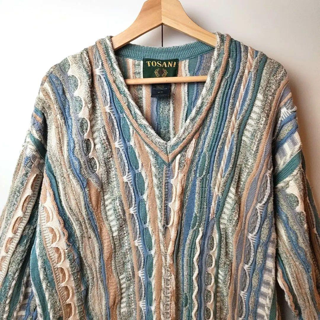 90s カナダ製ヴィンテージ TOSANI 3Dニット Vネックセーター - メルカリ