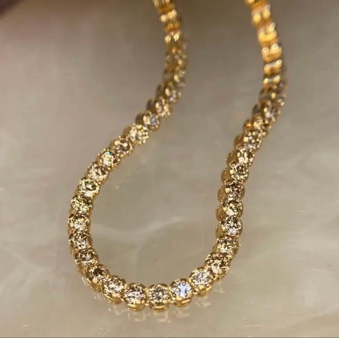 【新品未使用】K18 天然ダイヤモンド　テニスブレス　2.0ct