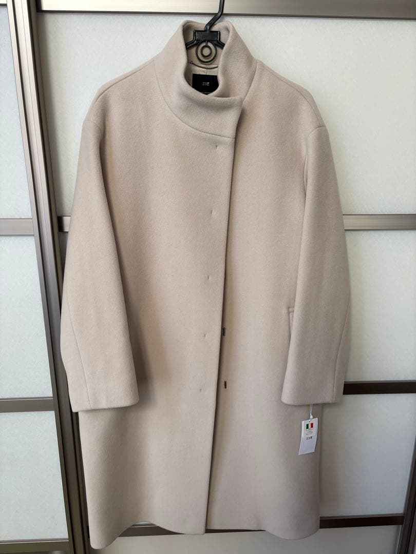 23区 ノーカラーコート 40 ベージュ お値下げご相談下さい 極美品 23区 ノーカラーコート ベージュ