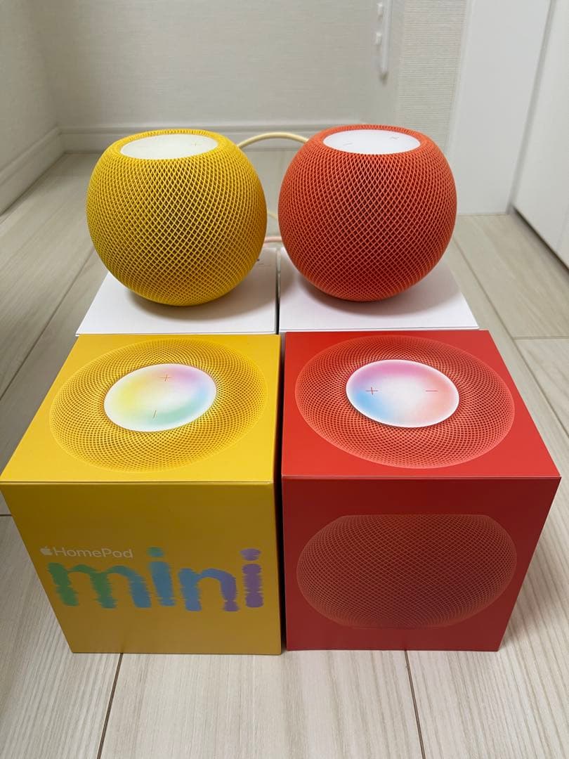 Apple Pod mini イエロー オレンジ 2台セット Apple's HomePod Mini comes in three colors, here's what they look