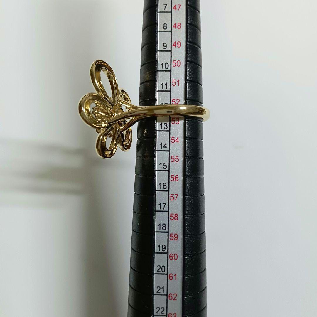 透かしフラワーモチーフリング ビッグフラワーリング イエローゴールド