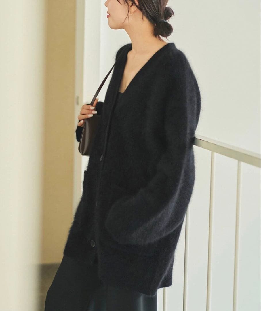 Plage Fur Midiカーディガン黒ファートップス ブラック Fur Midi カーディガン（カーディガン）｜Plage（プラージュ）の通販