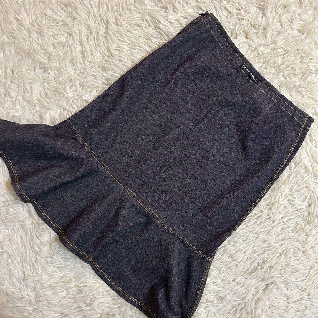 《良品》 DKNY 裾フリルスカート ブルー 2 可愛い オシャレ キレイめ