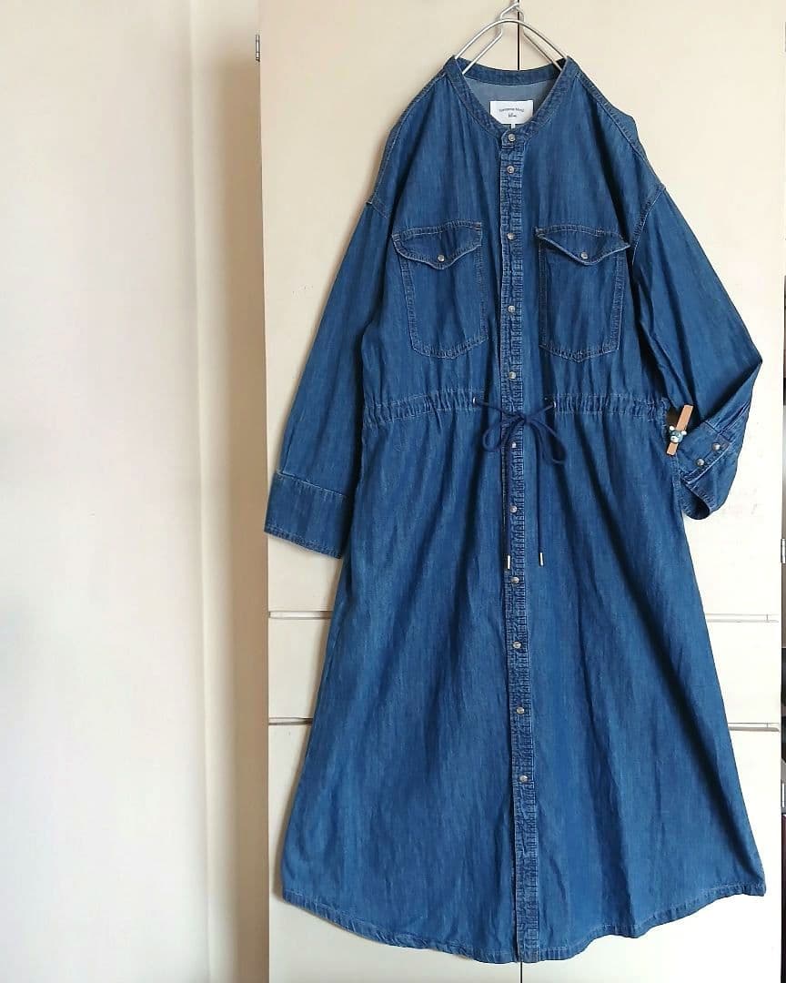 SM2 blue サマンサモスモスブルー デニムワンピース バンドカラー