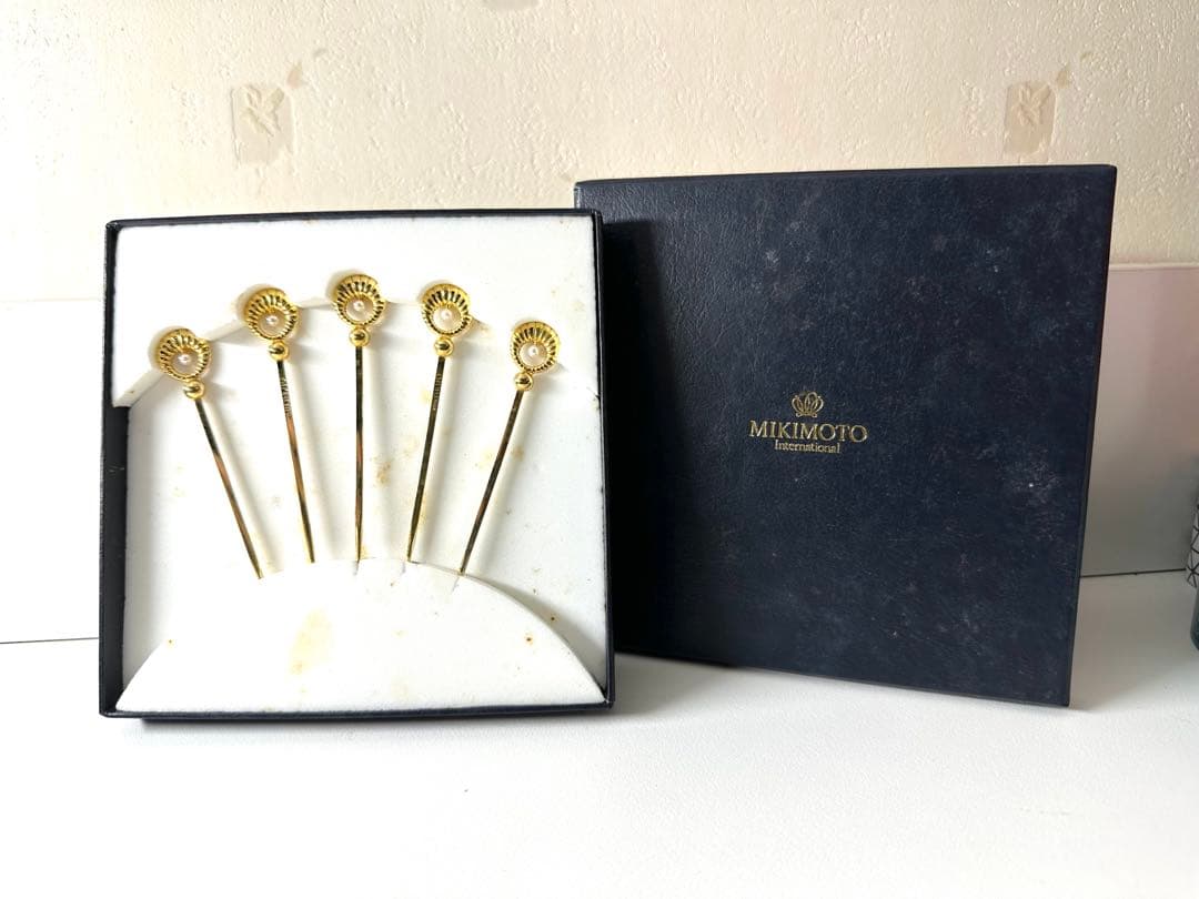 MIKIMOTO パール カクテルピック フルーツピック 5本セット 箱付