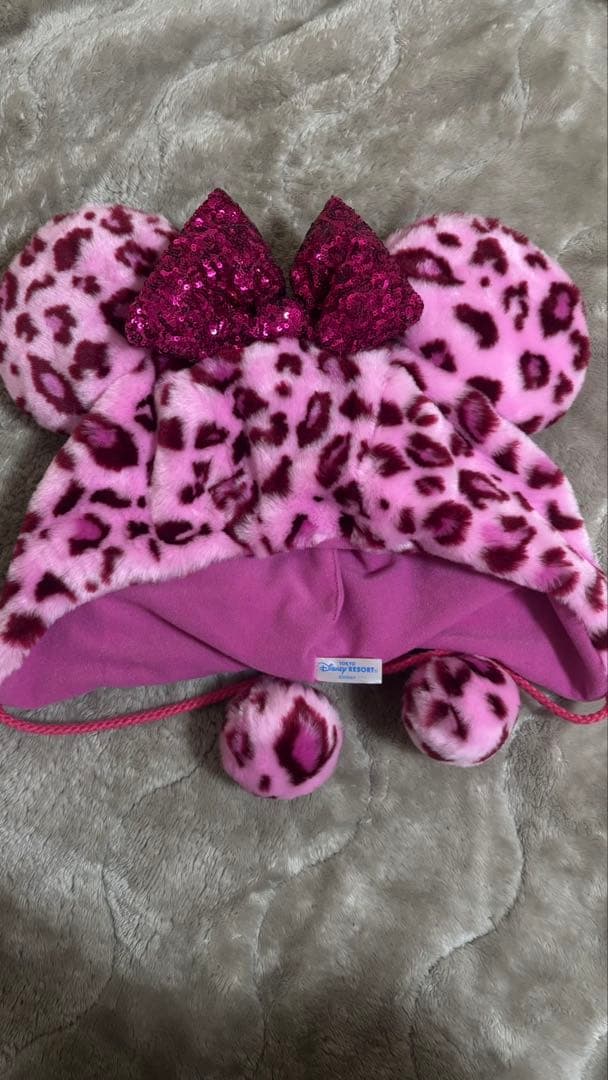 ミニーマウスヒョウ柄ファンキャップ ディズニー ミニーちゃん ファンキャップ ヒョウ柄 豹柄 レオパード