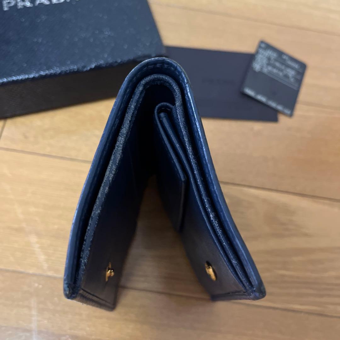 プラダ PRADA サフィアーノ レザー 2つ折り コンパクト 財布 ネイビー